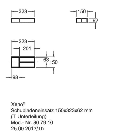 Geberit Xeno² Schubladeneinsatz T-Unterteilung, 32,3x2x15cm, sculturagrau