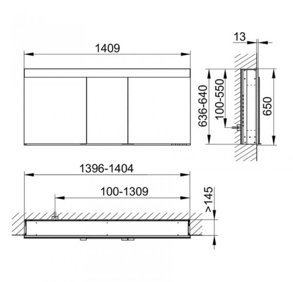 Keuco Edition 400 Spiegelschrank für Wandeinbau 141x65cm