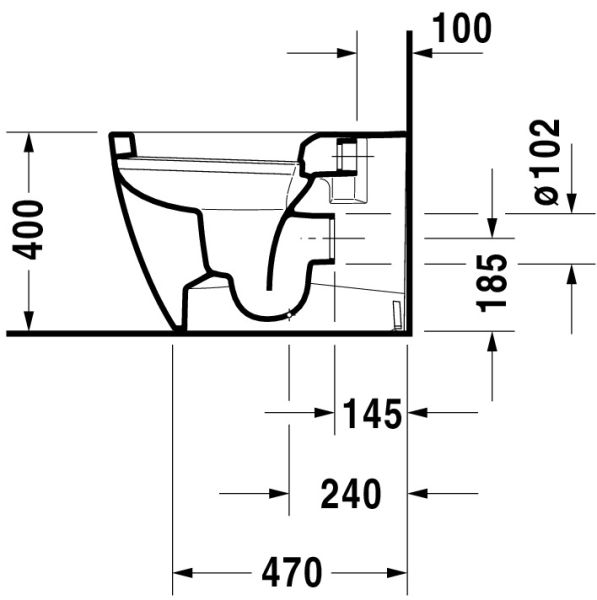 Duravit ME by Starck Stand-WC Tiefspüler Spülrand halb offen, weiß