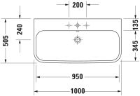 Vorschau: Duravit Happy D.2 Waschtisch 100x50,5cm, mit Hahnloch und Überlauf, geschliffen, WonderGliss, weiß