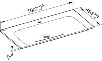 Vorschau: Keuco X-Line Keramik-Waschtisch mit 1 Hahnloch, 100,7x1,7x49,4cm 33170311001