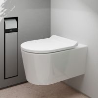 Vorschau: Hansgrohe XtraStoris Rock Einbau Toilettenbürstenhalter mit Papierhalter, befliesbar, schwarz matt 56062670