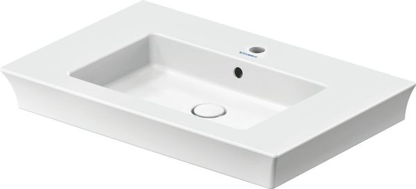 Duravit White Tulip Waschtisch 75x49cm, mit 1 Hahnloch, Überlauf, Ablaufventil, WonderGliss, weiß 23637500001