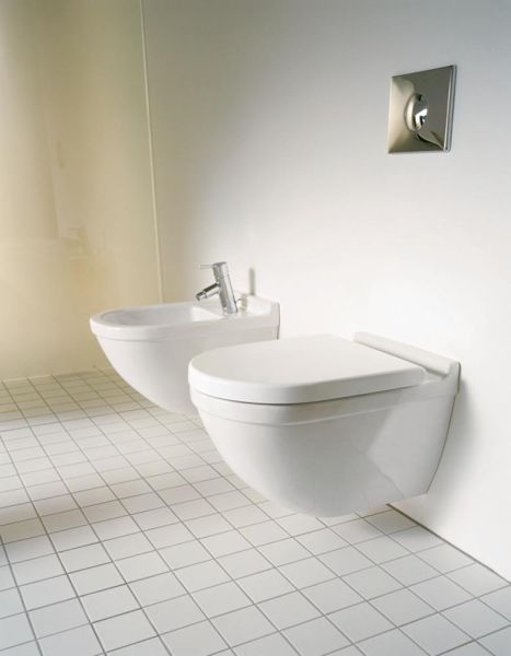 Duravit Starck 3 Wand-WC Set inkl. WC-Sitz mit Absenkautomatik, 54x37cm, oval, WonderGliss, rimless, weiß 45270900A11