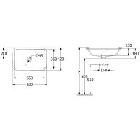 Vorschau: Villeroy&Boch Architectura Unterbauwaschtisch 57x36m, weiß 5A776001 technische Beschreibung