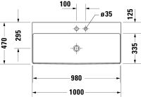 Vorschau: Duravit DuraSquare Waschtisch 100x47cm, ohne Überlauf, ohne Hahnloch, mit nicht verschließbarem Ablaufventil, weiß 2353100079