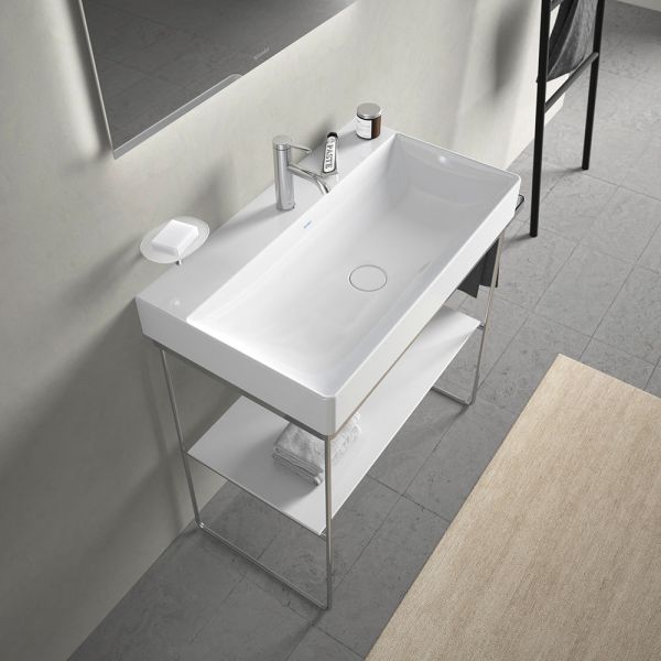 Duravit DuraSquare Waschtisch 80x47cm, ohne Überlauf, mit Wondergliss, mit nicht verschließbarem Ablaufventil, weiß 23538000411