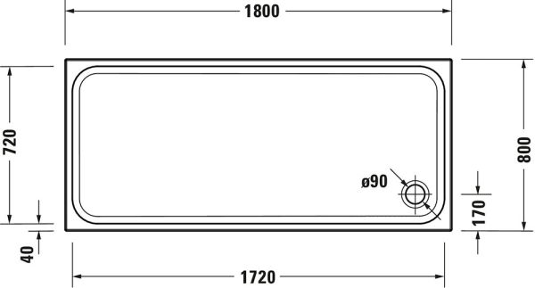 Duravit D-Code Duschwanne 181,5x81,5cm, Sanitäracryl, weiß