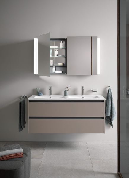 Duravit ME by Starck Doppelwaschtisch rechteckig 130x49cm, mit Überlauf, mit Wondergliss, weiß 23361300001