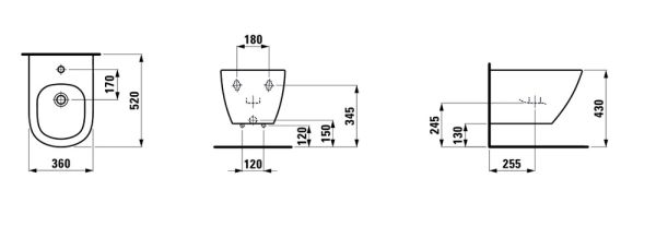 Laufen Lua Wandbidet mit Überlauf 36x52cm, weiß H8300810003021