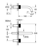 Vorschau: Grohe Atrio 3-Loch-Waschtischarmatur Unterputz, Knopfbetätigung, Ausladung 18cm