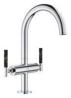 Vorschau: Grohe Atrio 2-Griff-Waschtischarmatur L-Size mit Push-Open mit Atrio Hebelgriffe aus Vanilla Noir Caesarstone 48459000, 21134000