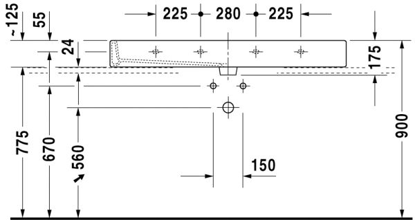 Duravit Vero Waschtisch rechteckig 120x47cm, 2 Hahnlöcher, mit Überlauf, geschliffen, weiß 0454120026