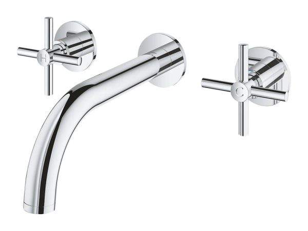 Grohe Atrio 3-Loch-Waschtischarmatur Unterputz, Kreuzgriffe, Ausladung 18cm