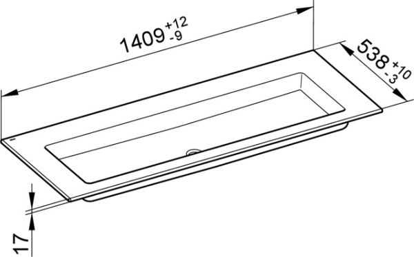 Keuco Royal 60 Keramik-Waschtisch ohne Hahnloch, 140,9x1,7x53,8cm 32160311400