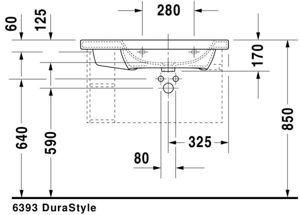 Duravit DuraStyle Waschtisch 80x48cm, mit Überlauf, mit Wondergliss, weiß 23268000001