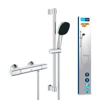 Vorschau: Grohe QuickFix Precision Trend Thermostat-Brausebatterie mit Brausestange 60cm, Handbrause, chrom