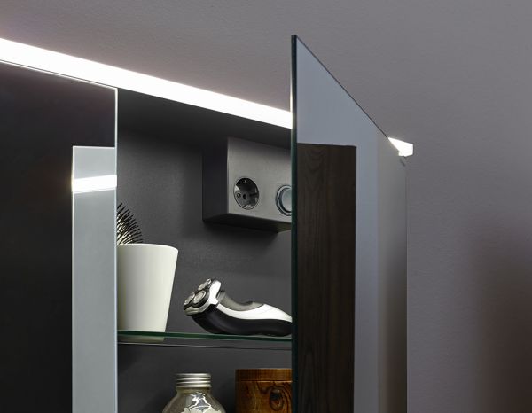 Burgbad Eqio Spiegelschrank mit horizontaler LED-Beleuchtung und 2 Spiegeltüren, 100x80cm