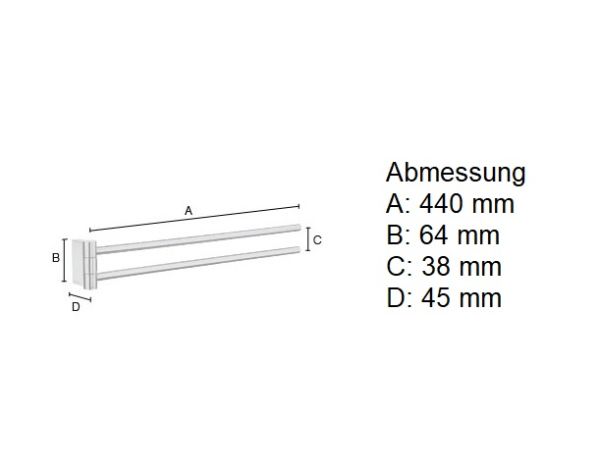 Smedbo Air schwenkbare doppelte Handtuchstange 44cm, chrom