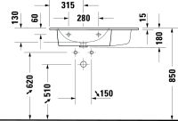 Vorschau: Duravit ME by Starck Waschtisch 83x49cm, 1 Hahnloch, mit Überlauf, Becken links, WonderGliss, weiß 23458300001