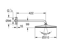 Vorschau: Grohe Rainshower Mono 310 Kopfbrauseset Ausladung 42,2cm, 9,5l/min