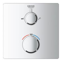 Vorschau: Grohe Grohtherm Thermostat-Wannenbatterie mit integrierter 2-Wege-Umstellung, eckig, chrom