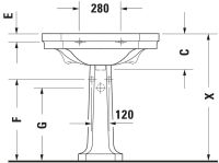 Vorschau: Duravit Serie 1930 Waschtisch oktogonal 70x50cm, mit Überlauf, ohne Wondergliss, weiß 0438700000