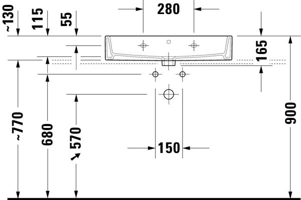 Duravit Vero Air Waschtisch 70x47cm, ohne Überlauf, mit Wondergliss, weiß 23507000711