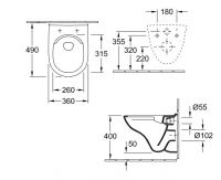 Vorschau: Villeroy&Boch O.Novo Wand-WC, WC-Sitz mit QuickRelase und SoftClosing Funktion, Combi-Pack, weiß 5688HR01_2