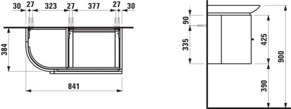 Laufen Case Palace Waschtischunterbau mit Tür links, 1 Auszug rechts zu Waschtisch Palace 81670.2_1