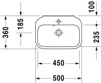 Vorschau: Duravit Happy D.2 Handwaschbecken rechteckig 50x36cm, mit Hahnloch und Überlauf, WonderGliss, weiß 07095000001