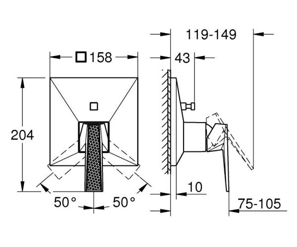 Grohe Allure Brilliant Einhand-Wannenbatterie, Rändelstrukturhebel