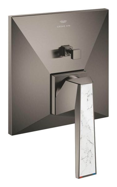 Grohe Allure Brilliant Wannenarmatur in hard graphite gebürstet, Hebel in White Attica Ceasarstone 24426AL0