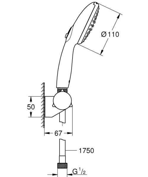 Grohe Tempesta 110 Wandhalterset mit Brauseschlauch 175cm, 2 Strahlarten, 7,4 l/min, chrom