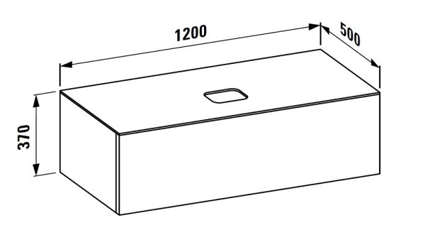 Laufen IL BAGNO ALESSI ONE Schubladenelement 1200, Ausschnitt Mitte, zu Waschtisch, techn. Zeichnung