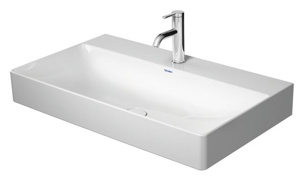 Duravit DuraSquare Waschtisch 80x47cm, ohne Überlauf, mit nicht verschließbarem Ablaufventil, weiß 2353800071