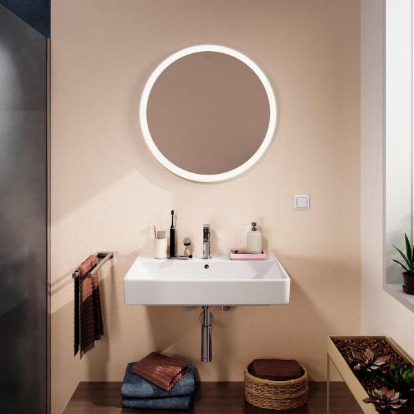 hansgrohe Xarita Lite S Spiegel rund, LED-Beleuchtung, Wandschalter