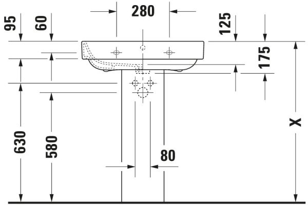 Duravit Happy D.2 Waschtisch 65x49,5cm, mit Überlauf, mit Wondergliss, weiß 23166500001