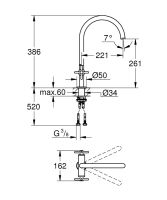 Vorschau: Grohe Atrio 2-Griff-Spültischbatterie mit Kreuzgriffe, C-Auslauf