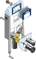 Vorschau: Huter Montage-Element für ein Wand-WC, Einbau im Massivbau, für Geruchsabsaugung