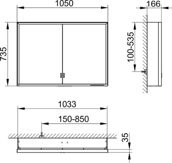 Keuco Royal Lumos Spiegelschrank für Wandvorbau, 2 lange Türen, 105x73,5cm 14308172301