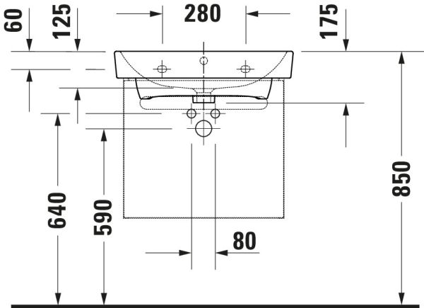 Duravit Duravit No.1 Waschtisch 60x46cm, mit Überlauf, ohne Wondergliss, weiß 2375600000