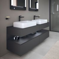 Duravit Qatego Unterschrank für 2 Aufsatzbecken 160x55cm in graphit supermatt , mit offenem Fach in graphit supermatt QA4779