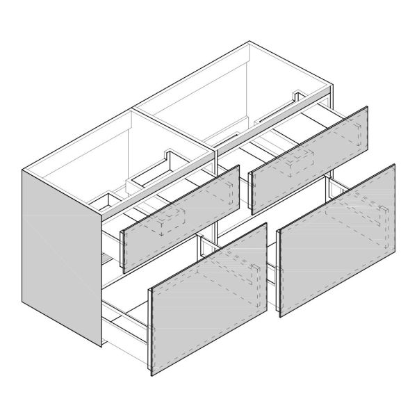 Artelinea Domino Waschtischunterschrank 150cm für Doppel-Becken, bianco assoluto