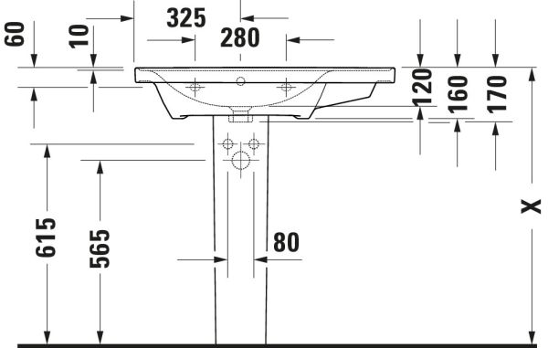 Duravit D-Neo Waschtisch rechteckig 80x48cm, mit Überlauf, mit Wondergliss, weiß 23698000001