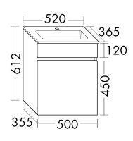 Vorschau: Burgbad Lin20 Mineralguss-Waschtisch 52x36,5cm mit Waschtischunterschrank, 1 Auszug, wandhängend SGQZ052