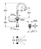 Vorschau: Grohe Atrio 2-Griff-Waschtischarmatur XL-Size für Aufsatzbecken, Knopfbetätigung