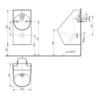 Vorschau: TOTO Urinal mit angeformten Geruchsverschluss Zulauf von hinten, Abgang nach hinten, weiß CeFiONtec