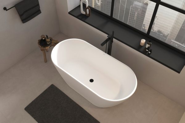 Duravit Wave Wannenarmatur bodenstehend rund, schwarz matt