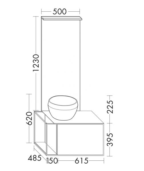 Burgbad Junit Badmöbel-Set 76,5cm, Leuchtspiegel, Mineralguss-Aufsatzwaschtisch und WT-Unterschrank